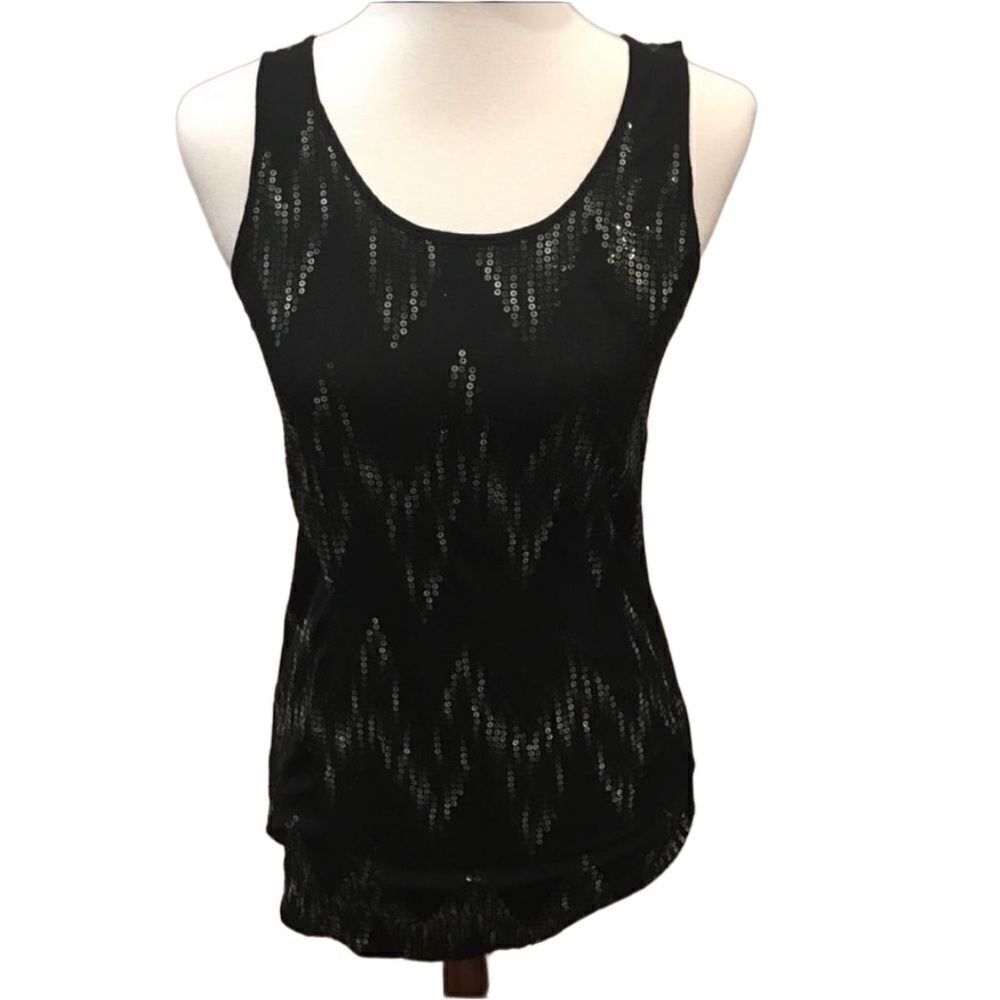 ✨ MYSTREE Black Tank with Sequins - Size Small - Versatile Styling